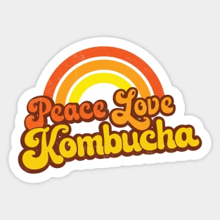 PEACE, LOVE, KOMBUCHA - Retro Rainbow Sticker